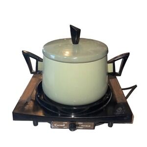 Vintage MCM Retro Cornwall Electric Fondue Model 5291 Avocado Green Works